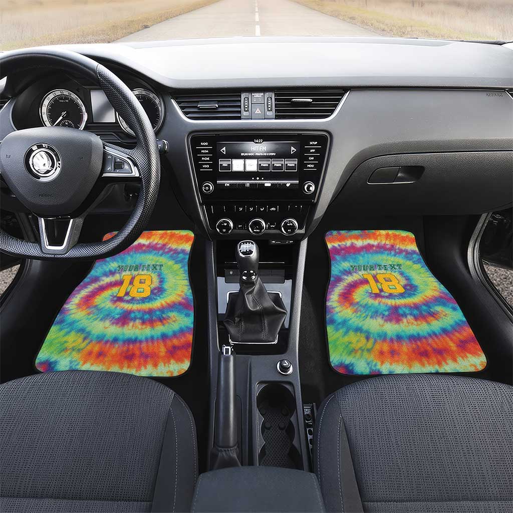 Custom Lithuania Basketball Skeleton 1992 Car Mats Tie Dye Pattern - Wonder Print Shop