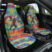 Custom Lithuania Basketball Skeleton 1992 Car Seat Cover Tie Dye Pattern - Wonder Print Shop
