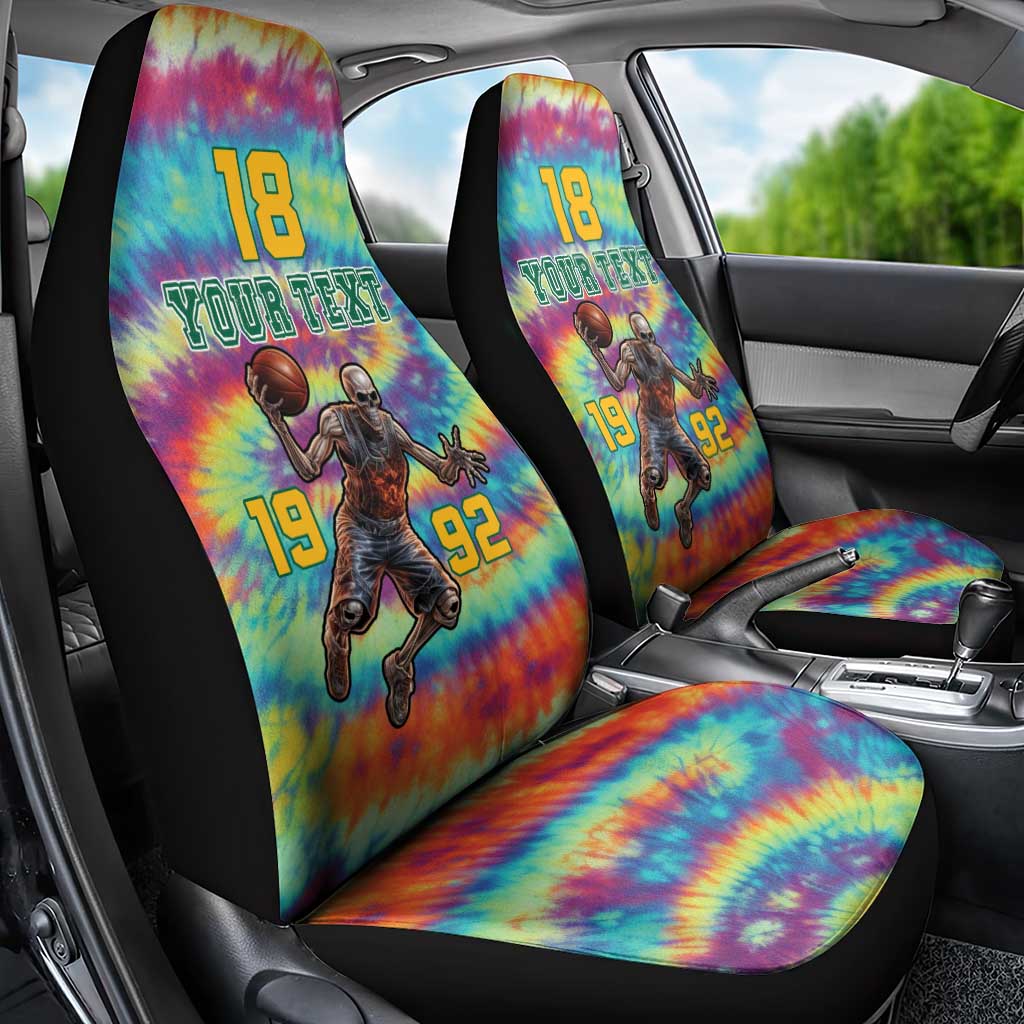 Custom Lithuania Basketball Skeleton 1992 Car Seat Cover Tie Dye Pattern - Wonder Print Shop
