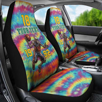 Custom Lithuania Basketball Skeleton 1992 Car Seat Cover Tie Dye Pattern - Wonder Print Shop