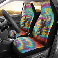 Custom Lithuania Basketball Skeleton 1992 Car Seat Cover Tie Dye Pattern - Wonder Print Shop