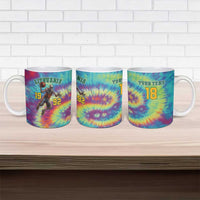 Custom Lithuania Basketball Skeleton 1992 Ceramic Mug Tie Dye Pattern - Wonder Print Shop