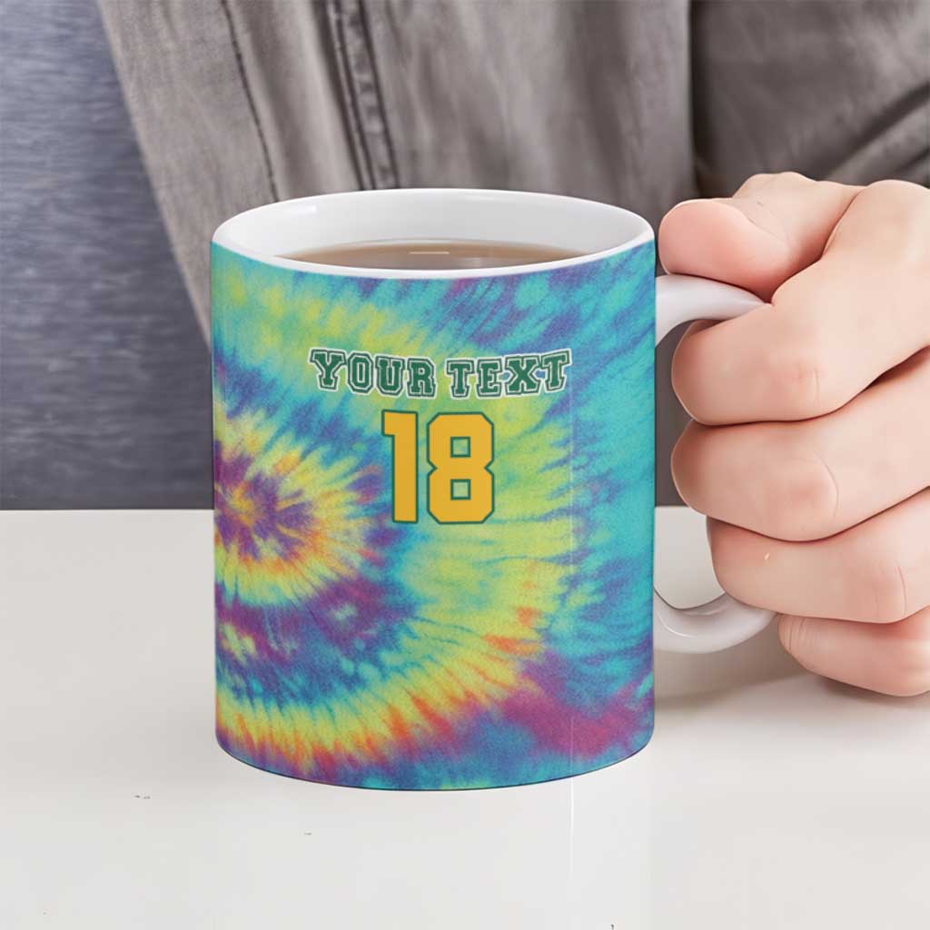 Custom Lithuania Basketball Skeleton 1992 Ceramic Mug Tie Dye Pattern - Wonder Print Shop