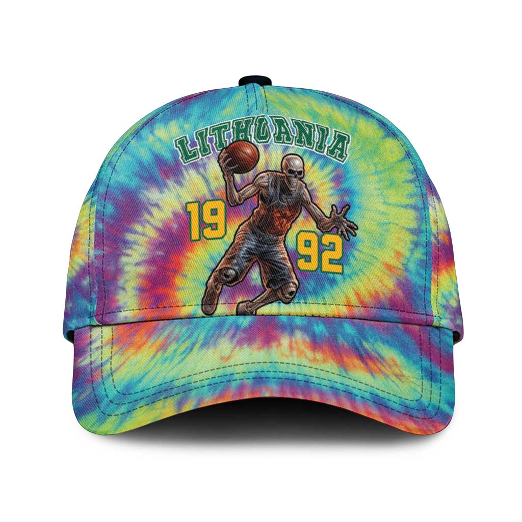 Lithuania Basketball Skeleton 1992 Classic Cap Tie Dye Pattern - Wonder Print Shop