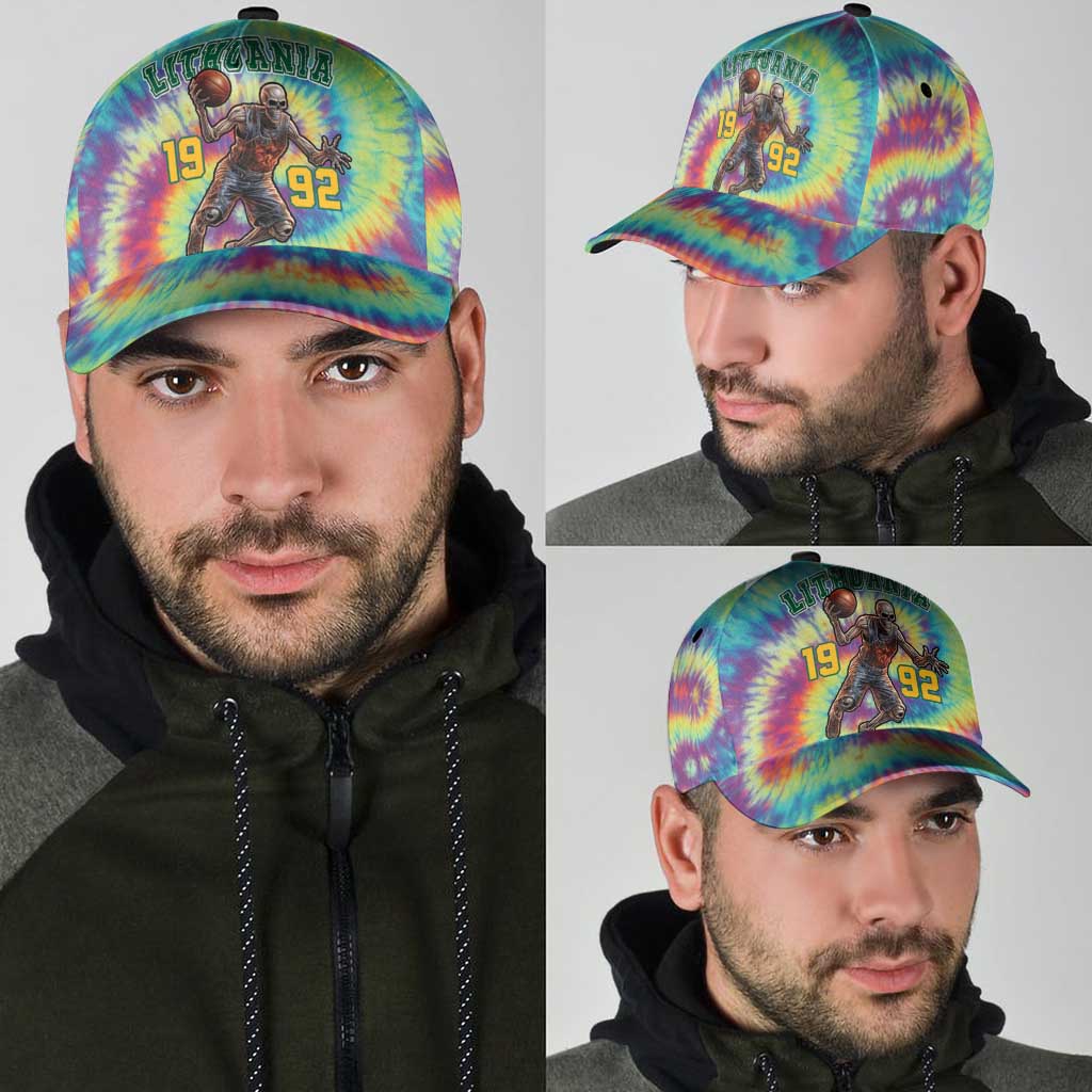 Lithuania Basketball Skeleton 1992 Classic Cap Tie Dye Pattern - Wonder Print Shop
