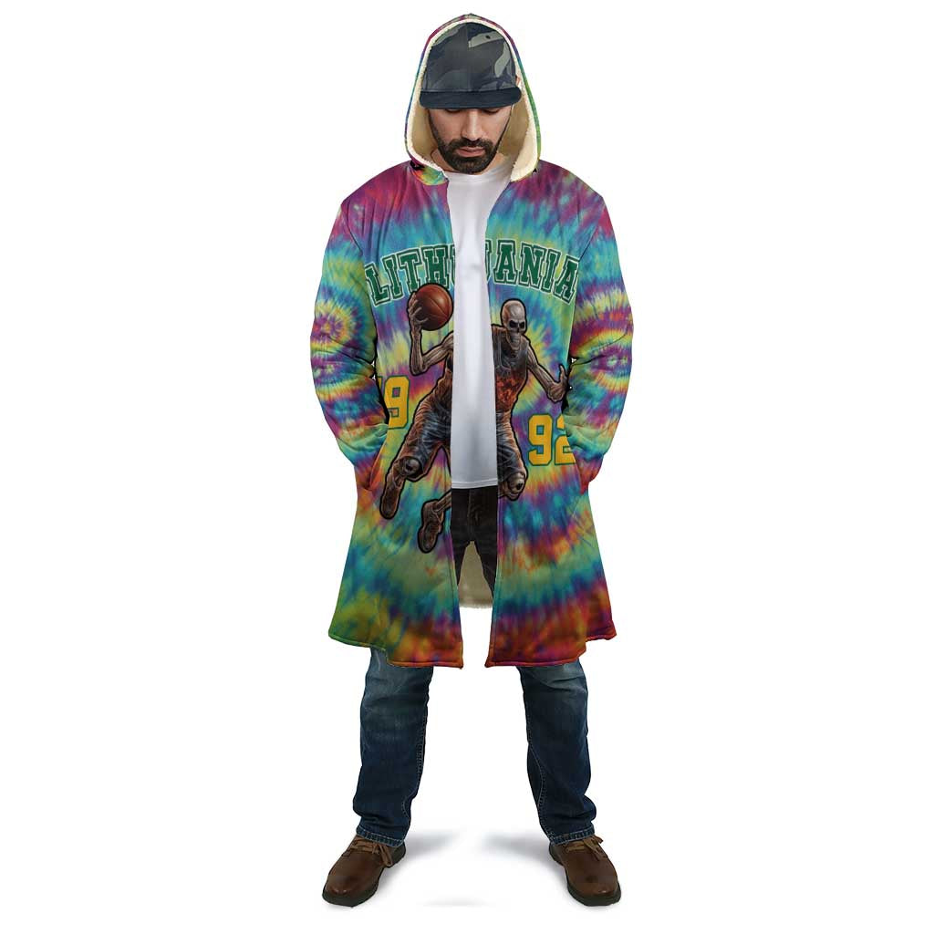 Custom Lithuania Basketball Skeleton 1992 Cloak Tie Dye Pattern - Wonder Print Shop