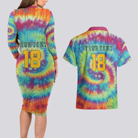 Custom Lithuania Basketball Skeleton 1992 Couples Matching Long Sleeve Bodycon Dress and Hawaiian Shirt Tie Dye Pattern - Wonder Print Shop