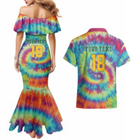 Custom Lithuania Basketball Skeleton 1992 Couples Matching Mermaid Dress and Hawaiian Shirt Tie Dye Pattern - Wonder Print Shop