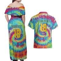 Custom Lithuania Basketball Skeleton 1992 Couples Matching Off Shoulder Maxi Dress and Hawaiian Shirt Tie Dye Pattern - Wonder Print Shop