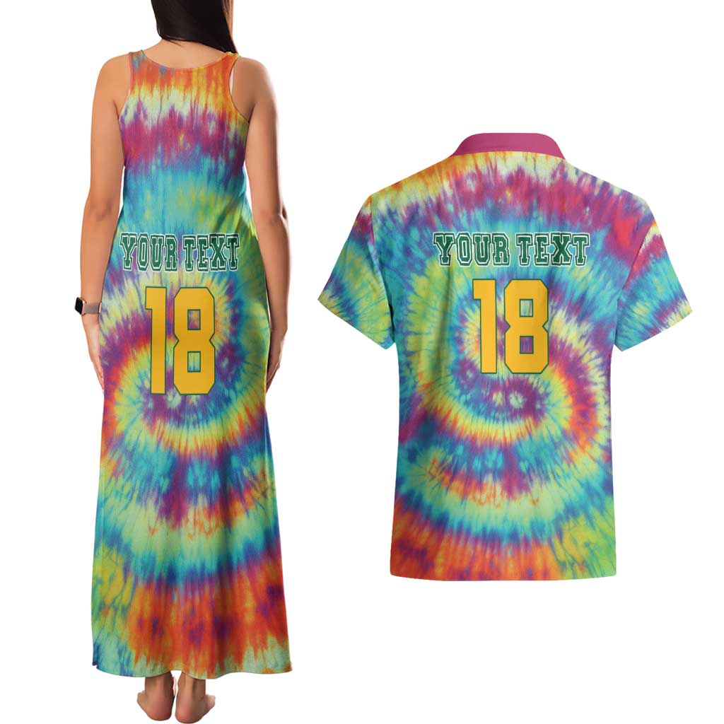 Custom Lithuania Basketball Skeleton 1992 Couples Matching Tank Maxi Dress and Hawaiian Shirt Tie Dye Pattern - Wonder Print Shop
