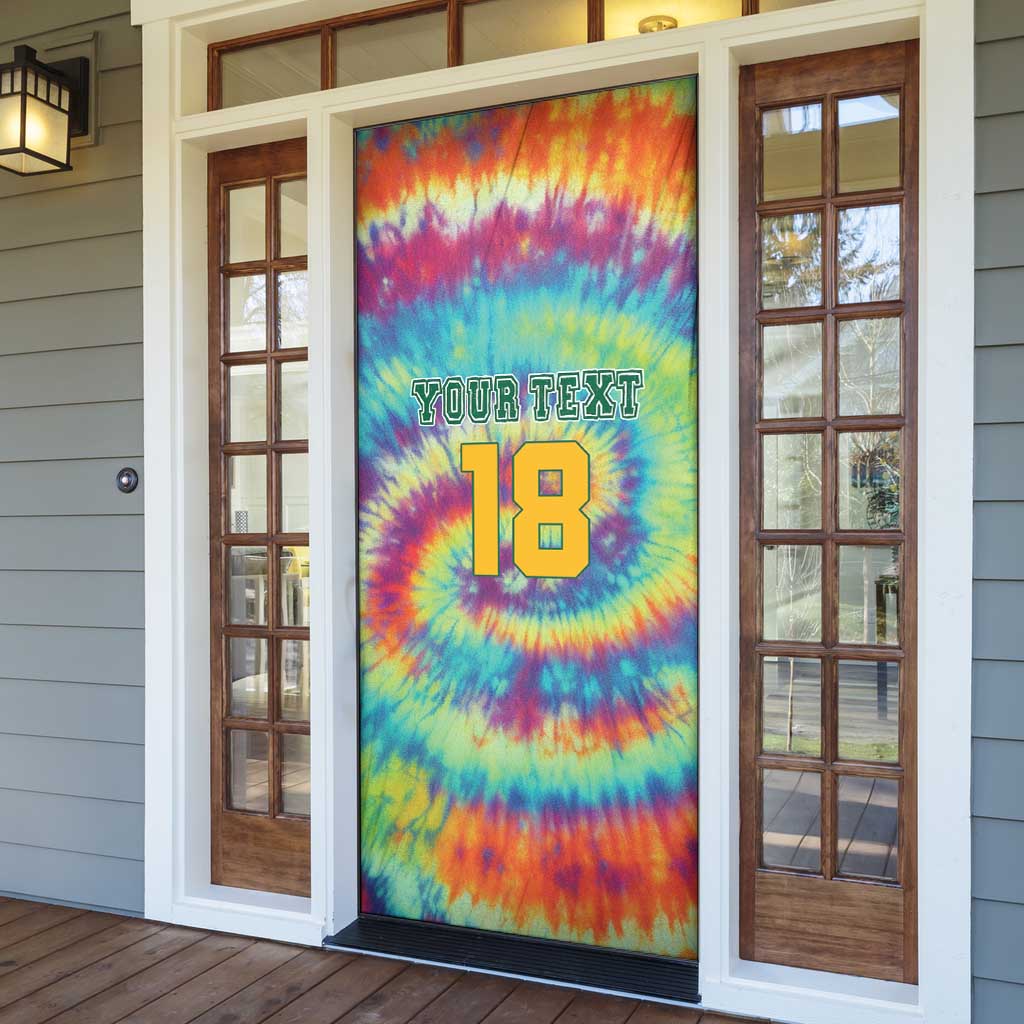 Custom Lithuania Basketball Skeleton 1992 Door Cover Tie Dye Pattern - Wonder Print Shop
