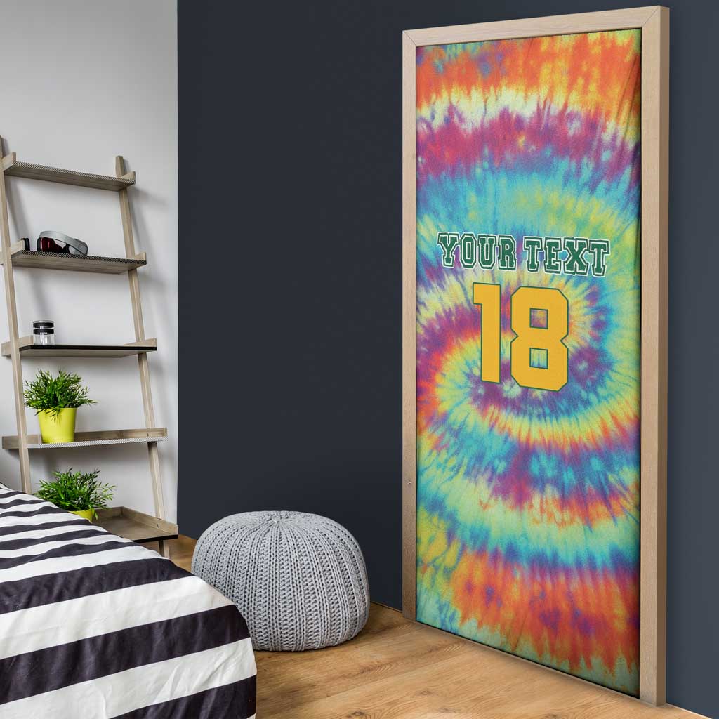 Custom Lithuania Basketball Skeleton 1992 Door Cover Tie Dye Pattern - Wonder Print Shop