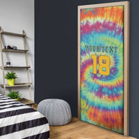 Custom Lithuania Basketball Skeleton 1992 Door Cover Tie Dye Pattern - Wonder Print Shop