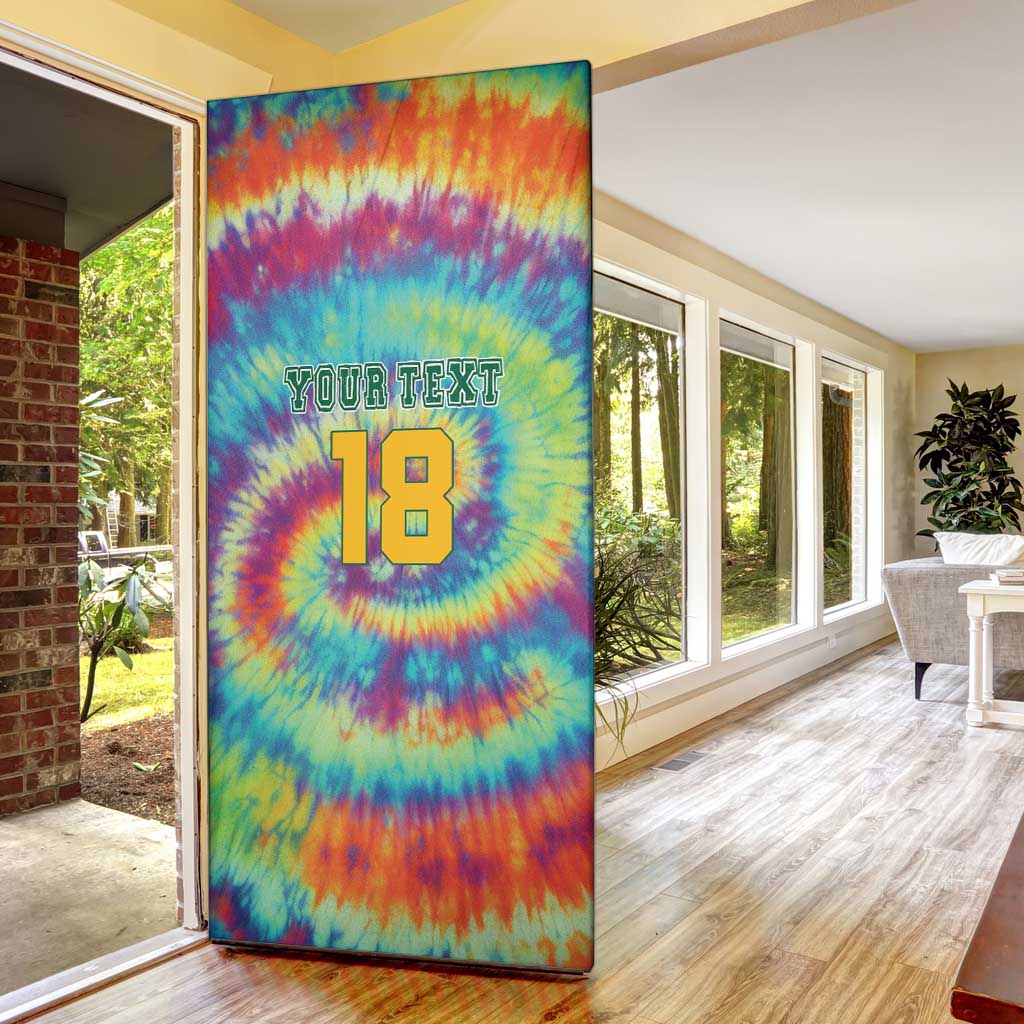 Custom Lithuania Basketball Skeleton 1992 Door Cover Tie Dye Pattern - Wonder Print Shop