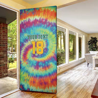Custom Lithuania Basketball Skeleton 1992 Door Cover Tie Dye Pattern - Wonder Print Shop