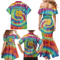 Custom Lithuania Basketball Skeleton 1992 Family Matching Mermaid Dress and Hawaiian Shirt Tie Dye Pattern - Wonder Print Shop
