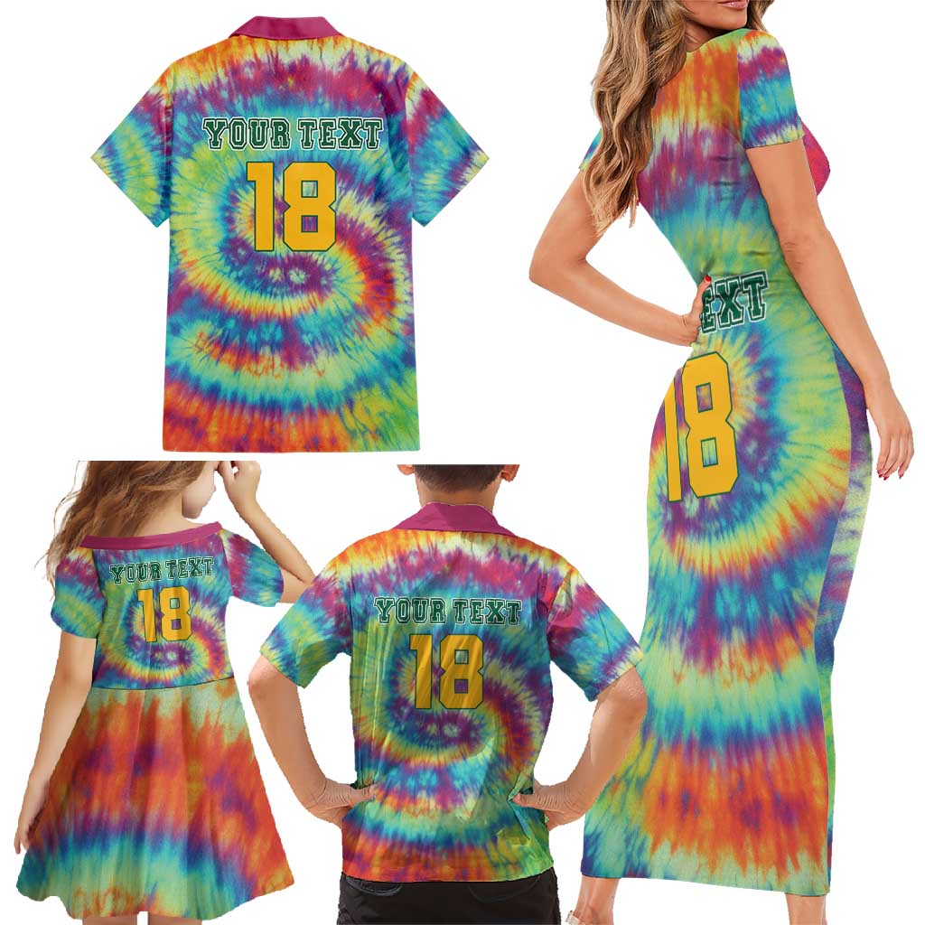 Custom Lithuania Basketball Skeleton 1992 Family Matching Short Sleeve Bodycon Dress and Hawaiian Shirt Tie Dye Pattern - Wonder Print Shop