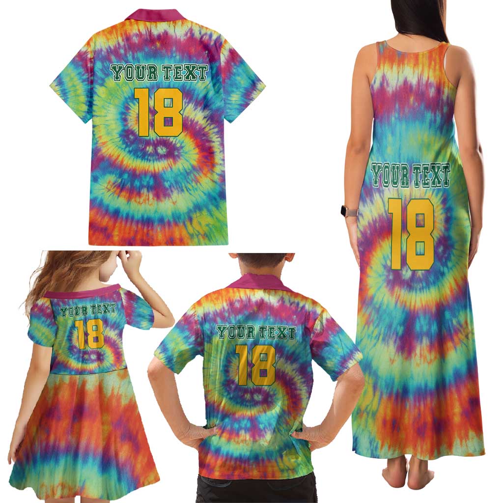 Custom Lithuania Basketball Skeleton 1992 Family Matching Tank Maxi Dress and Hawaiian Shirt Tie Dye Pattern - Wonder Print Shop