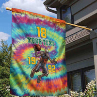 Custom Lithuania Basketball Skeleton 1992 Garden Flag Tie Dye Pattern - Wonder Print Shop