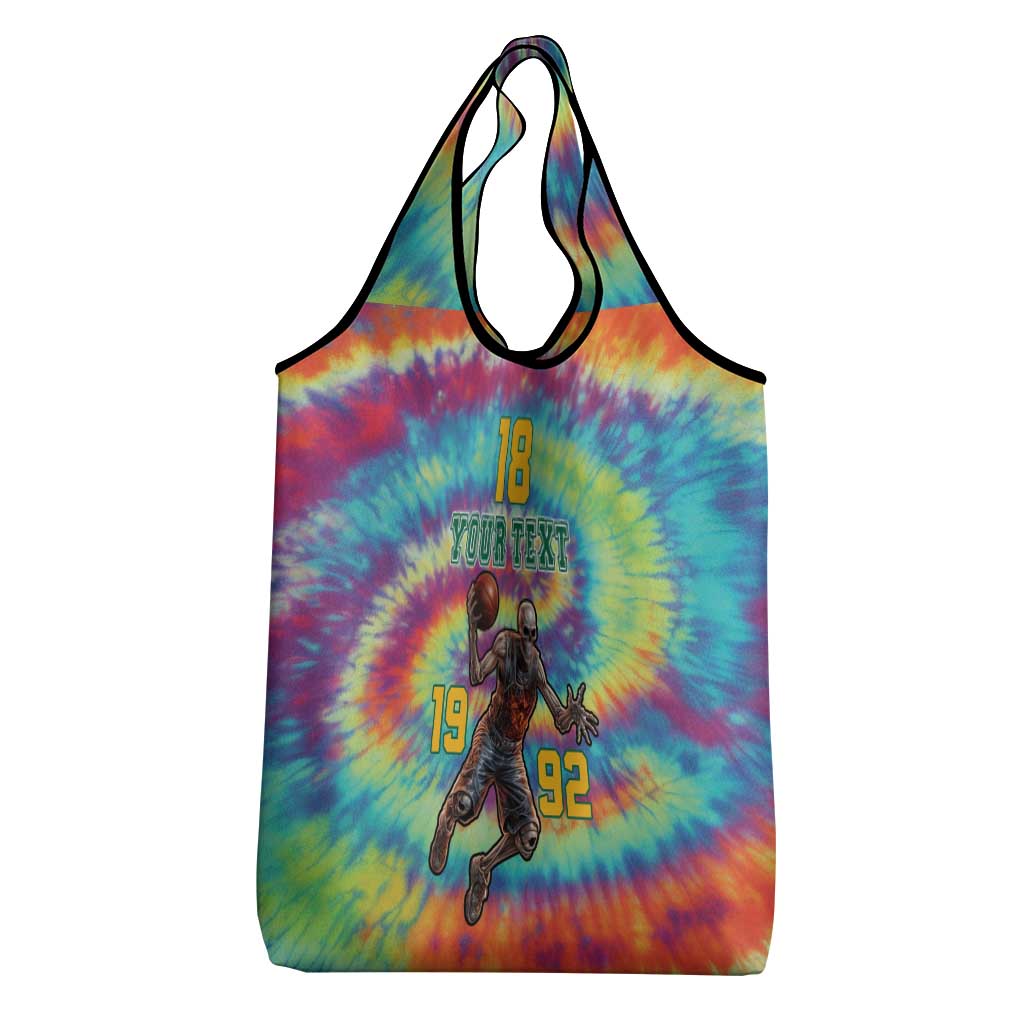 Custom Lithuania Basketball Skeleton 1992 Grocery Bag Tie Dye Pattern - Wonder Print Shop