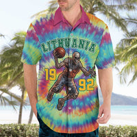 Custom Lithuania Basketball Skeleton 1992 Hawaiian Shirt Tie Dye Pattern - Wonder Print Shop