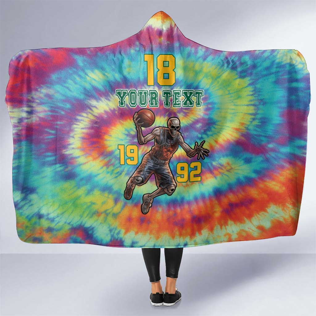 Custom Lithuania Basketball Skeleton 1992 Hooded Blanket Tie Dye Pattern - Wonder Print Shop