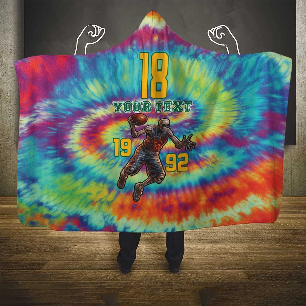 Custom Lithuania Basketball Skeleton 1992 Hooded Blanket Tie Dye Pattern - Wonder Print Shop