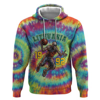 Custom Lithuania Basketball Skeleton 1992 Hoodie Tie Dye Pattern - Wonder Print Shop