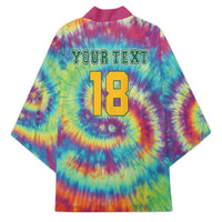 Custom Lithuania Basketball Skeleton 1992 Kimono Tie Dye Pattern - Wonder Print Shop