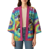 Custom Lithuania Basketball Skeleton 1992 Kimono Tie Dye Pattern - Wonder Print Shop