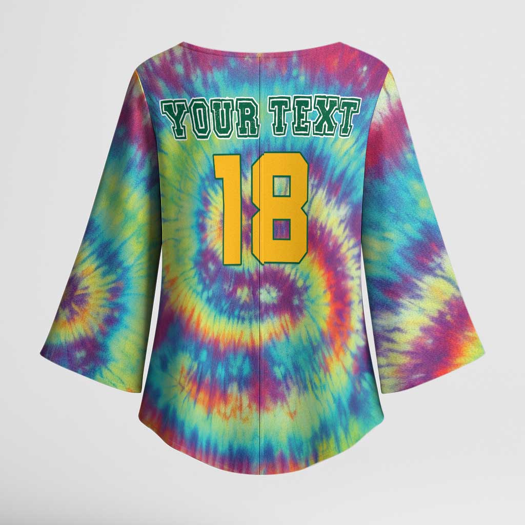 Custom Lithuania Basketball Skeleton 1992 Kimono Sleeve Blouse Tie Dye Pattern - Wonder Print Shop