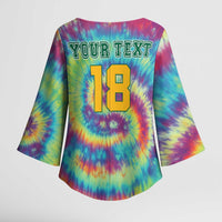 Custom Lithuania Basketball Skeleton 1992 Kimono Sleeve Blouse Tie Dye Pattern - Wonder Print Shop