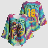 Custom Lithuania Basketball Skeleton 1992 Kimono Sleeve Blouse Tie Dye Pattern - Wonder Print Shop