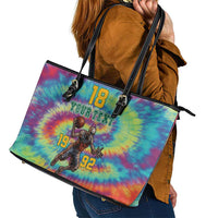 Custom Lithuania Basketball Skeleton 1992 Leather Tote Bag Tie Dye Pattern - Wonder Print Shop