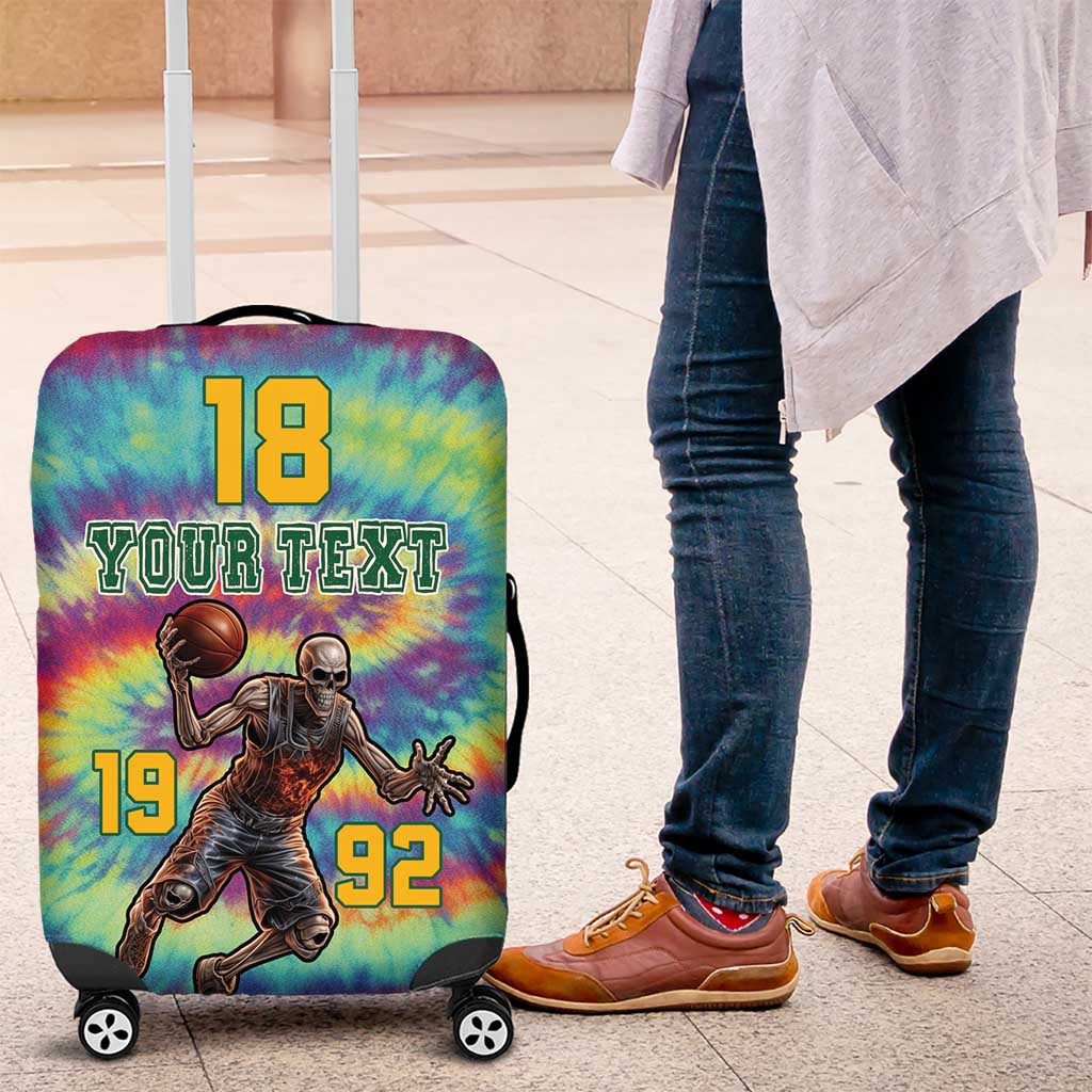 Custom Lithuania Basketball Skeleton 1992 Luggage Cover Tie Dye Pattern - Wonder Print Shop