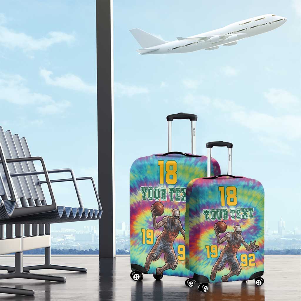 Custom Lithuania Basketball Skeleton 1992 Luggage Cover Tie Dye Pattern - Wonder Print Shop