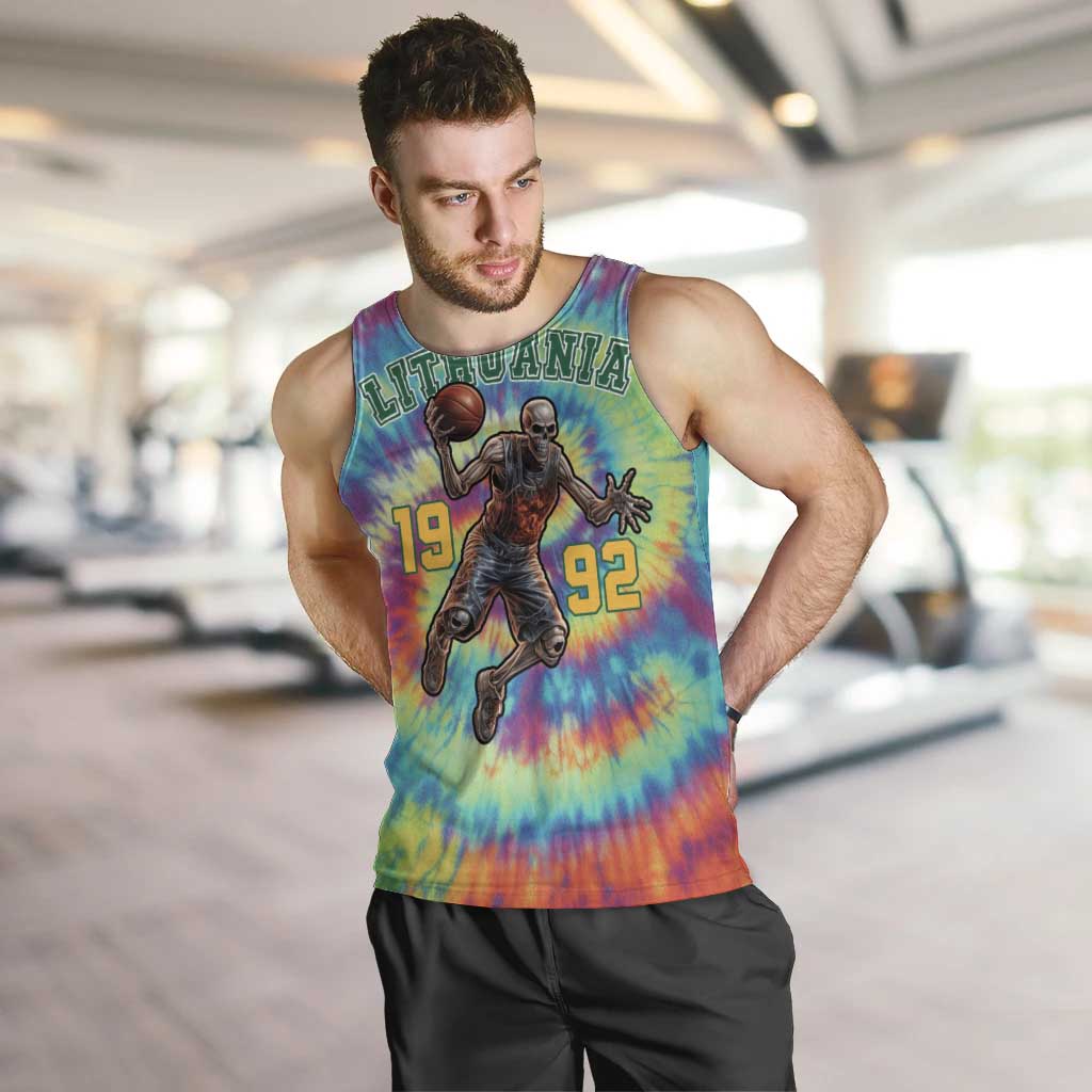 Custom Lithuania Basketball Skeleton 1992 Men Tank Top Tie Dye Pattern - Wonder Print Shop