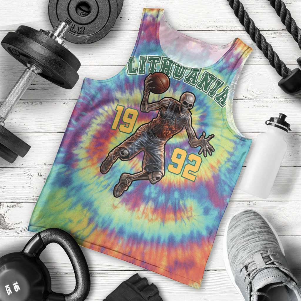 Custom Lithuania Basketball Skeleton 1992 Men Tank Top Tie Dye Pattern - Wonder Print Shop