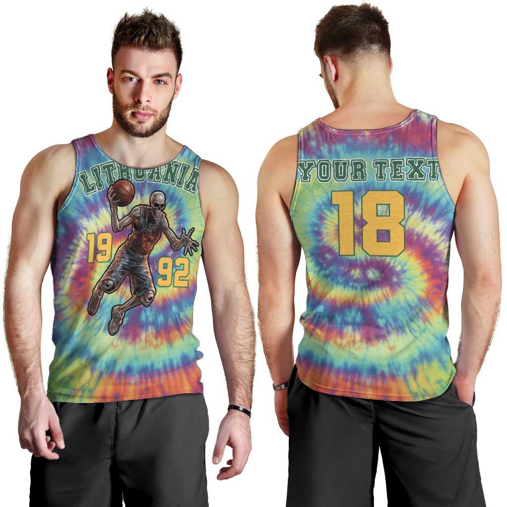 Custom Lithuania Basketball Skeleton 1992 Men Tank Top Tie Dye Pattern - Wonder Print Shop
