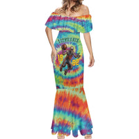 Custom Lithuania Basketball Skeleton 1992 Mermaid Dress Tie Dye Pattern - Wonder Print Shop