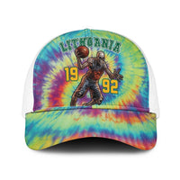 Lithuania Basketball Skeleton 1992 Mesh Trucker Cap Tie Dye Pattern - Wonder Print Shop