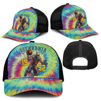 Lithuania Basketball Skeleton 1992 Mesh Trucker Cap Tie Dye Pattern - Wonder Print Shop