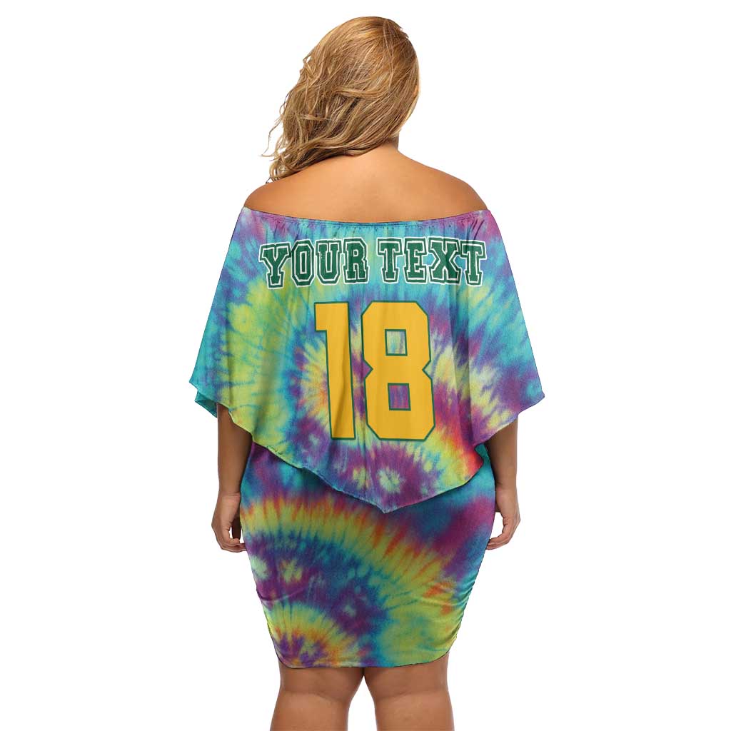 Custom Lithuania Basketball Skeleton 1992 Off Shoulder Short Dress Tie Dye Pattern - Wonder Print Shop