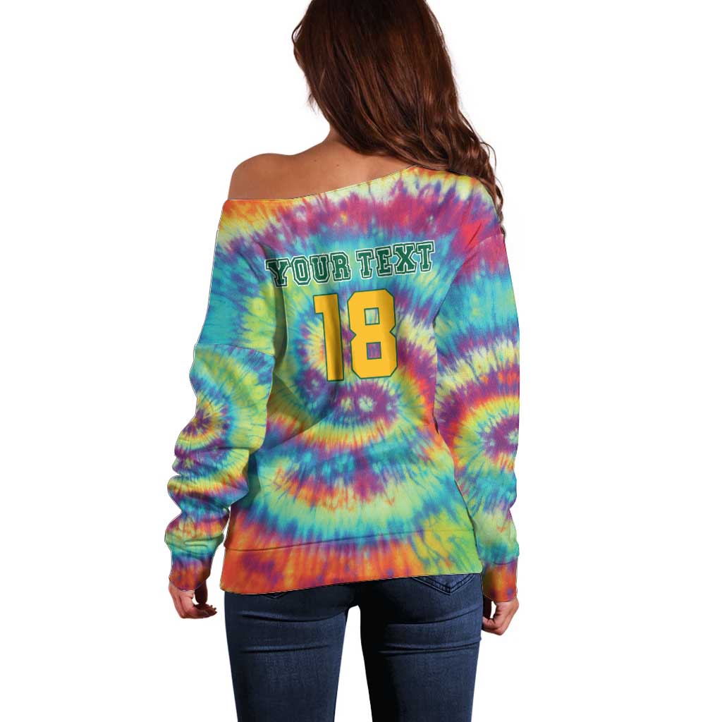 Custom Lithuania Basketball Skeleton 1992 Off Shoulder Sweater Tie Dye Pattern - Wonder Print Shop