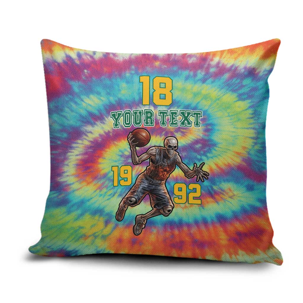 Custom Lithuania Basketball Skeleton 1992 Pillow Cover Tie Dye Pattern - Wonder Print Shop