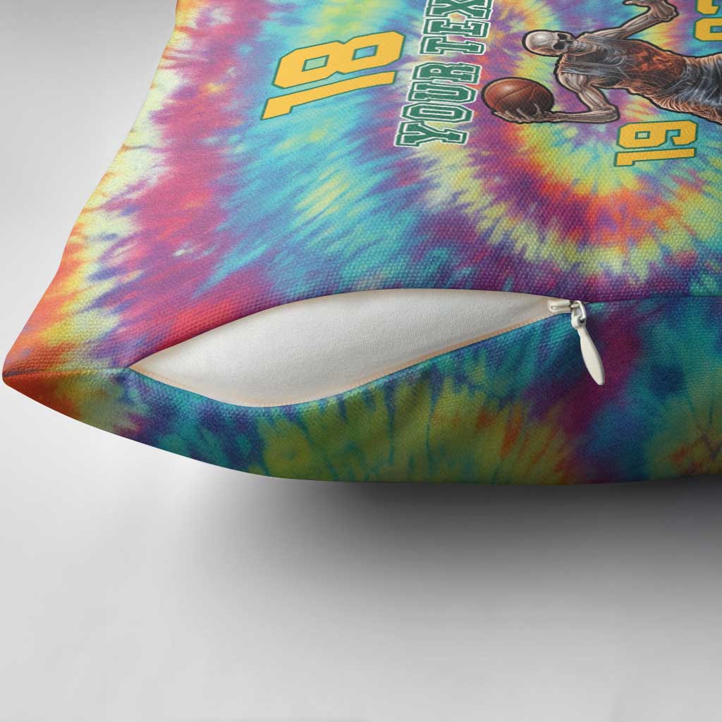 Custom Lithuania Basketball Skeleton 1992 Pillow Cover Tie Dye Pattern - Wonder Print Shop