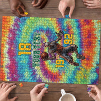 Custom Lithuania Basketball Skeleton 1992 Puzzle Tie Dye Pattern - Wonder Print Shop