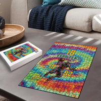 Custom Lithuania Basketball Skeleton 1992 Puzzle Tie Dye Pattern - Wonder Print Shop