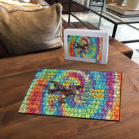 Custom Lithuania Basketball Skeleton 1992 Puzzle Tie Dye Pattern - Wonder Print Shop