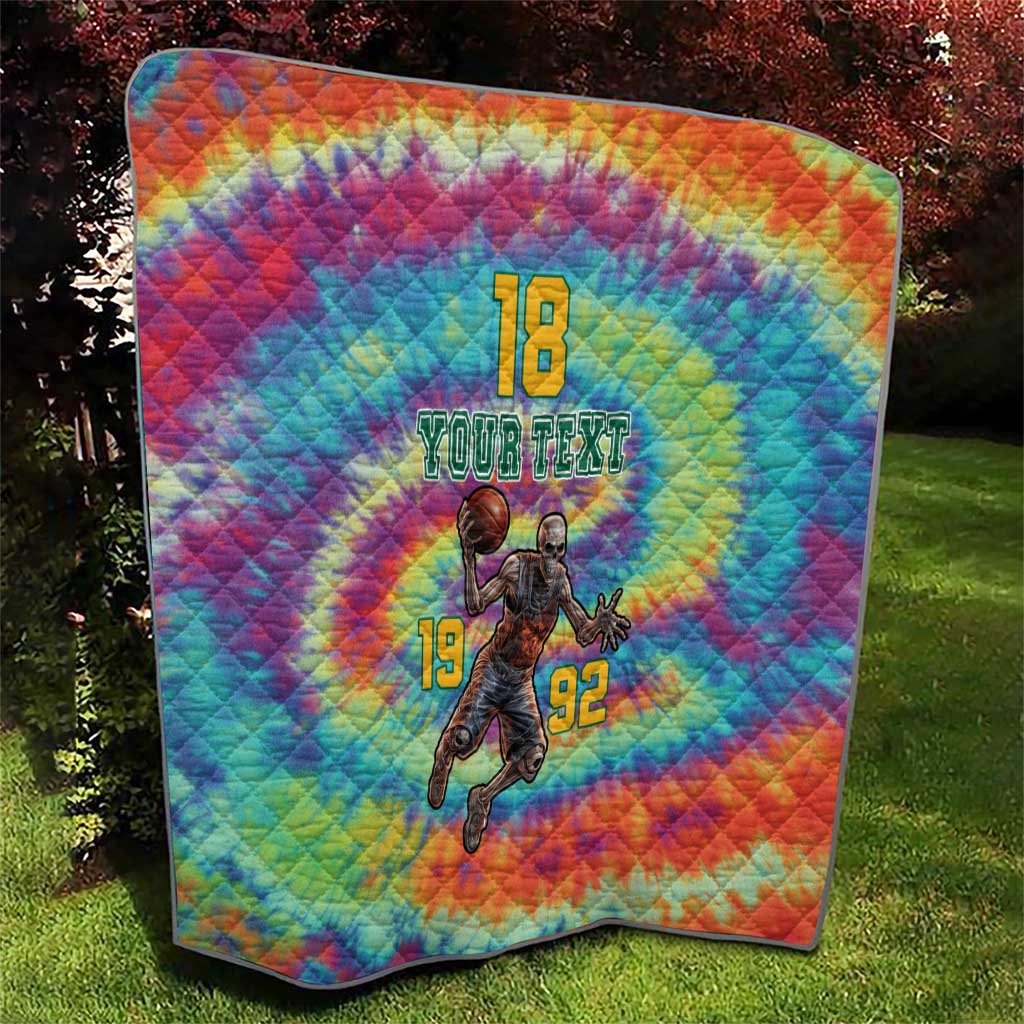 Custom Lithuania Basketball Skeleton 1992 Quilt Tie Dye Pattern - Wonder Print Shop